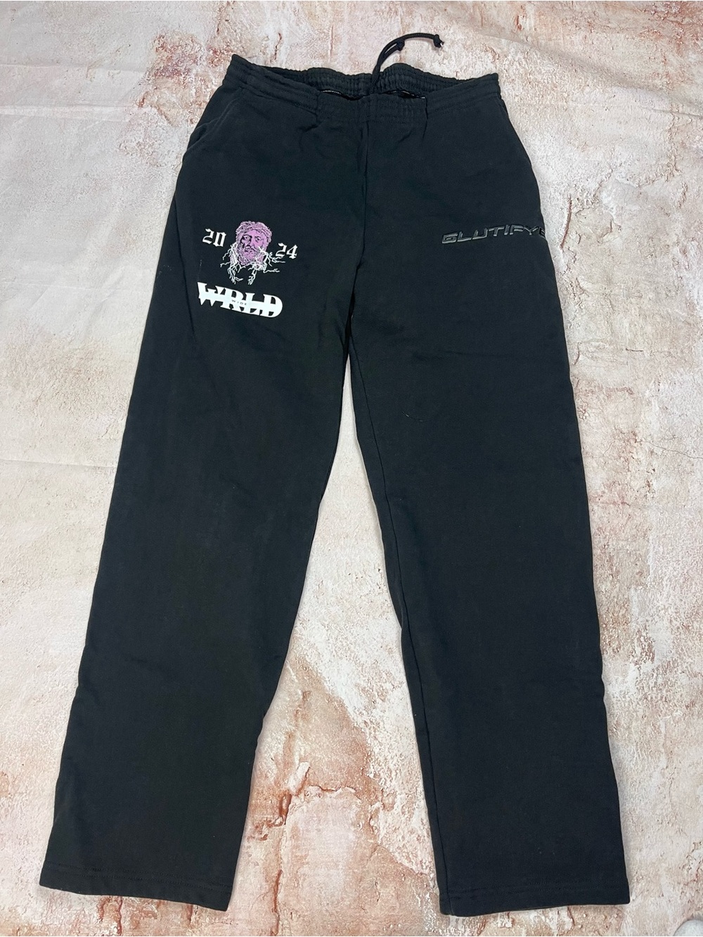Los Angeles Apparel Black Sweatpants with Pink & White Graphics